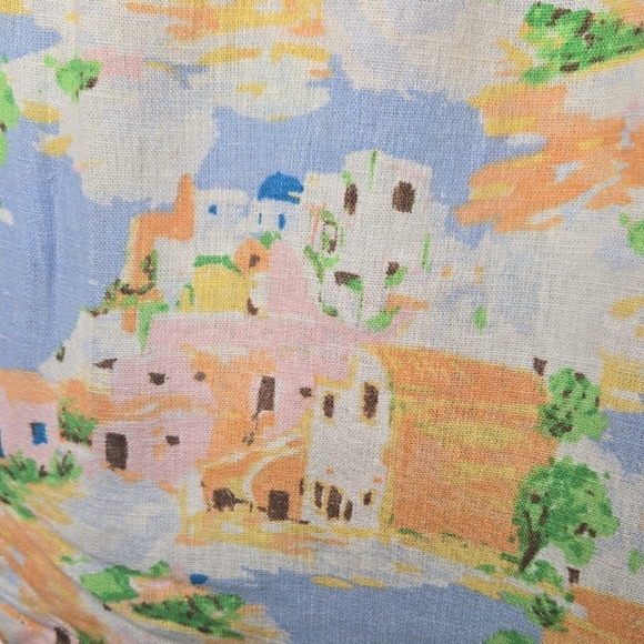 Cynthia Rowley Linen Blend Shorts Coastal Scenic Print Beach Resort Medium - Picture 2 of 8